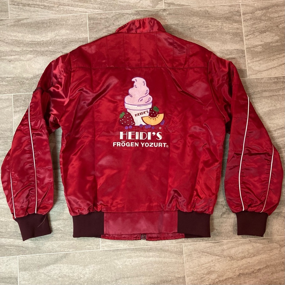 1980s Heidi’s Frogen Yozurt Dark Pink Satin Jacket Ice Cream Size Small